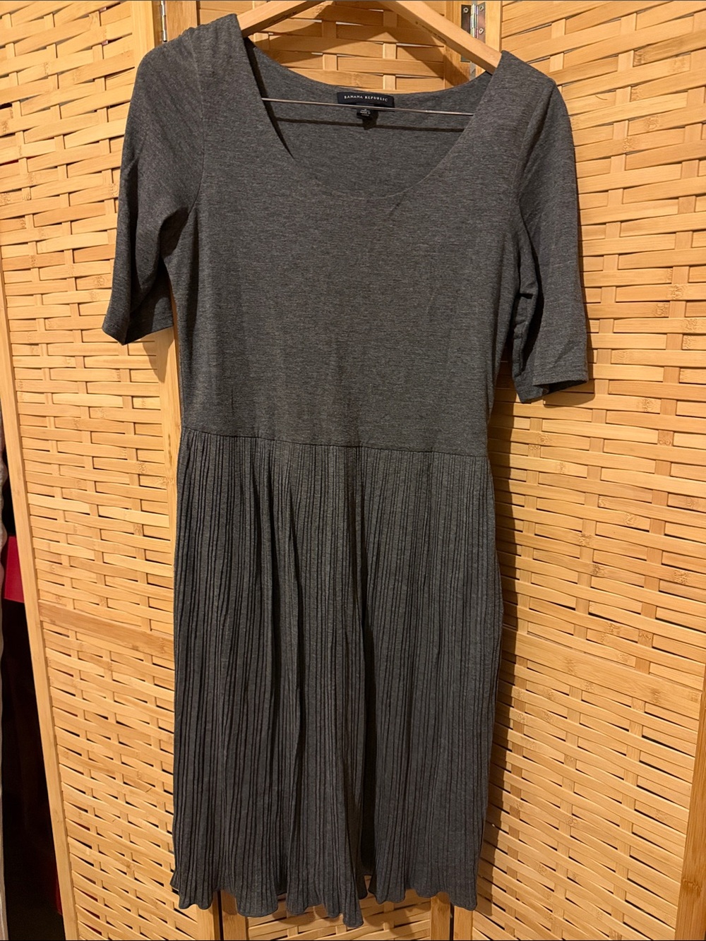 Banana Republic Charcoal Pleated Midi Dress